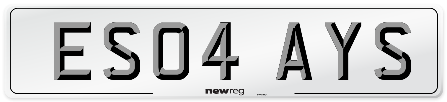 ES04 AYS Number Plate from New Reg